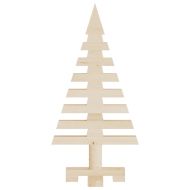 Дървени коледни елхи за декорация, 3 бр, бор масив