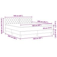 Легло с пружинирана основа Светлосиво 160 x 200 cm Кадифе
