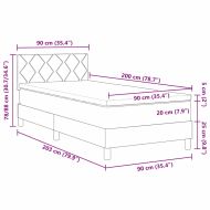 Легло с пружинирана основа Тъмен сив 90 x 200 cm Кадифе