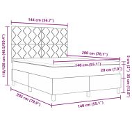 Легло с пружинирана основа Светлосиво 140 x 200 cm текстил