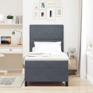 LED кутия за пружини с легло Тъмен сив 100 x 200 cm текстил