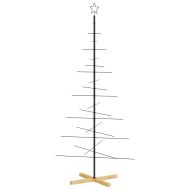 Метална коледна елха с дървена основа черна 180 см