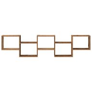 Стенен кубичен рафт, 5 отделения, старо дърво, инженерно дърво