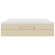 Османска легло с матрак, кремаво, 160x200 см, плат