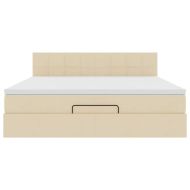 Османска легло с матрак, кремаво, 160x200 см, плат