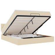 Османска легло с матрак, кремаво, 160x200 см, плат