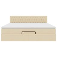 Османска легло с матрак, кремаво, 160x200 см, плат