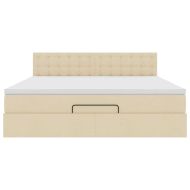 Османска легло с матрак, кремаво, 160x200 см, плат