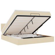 Османска легло с матрак и LED, кремаво, 160x200 см, плат