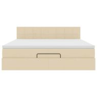 Османска легло с матрак и LED, кремаво, 160x200 см, плат