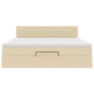 Османска легло с матрак и LED, кремаво, 160x200 см, плат