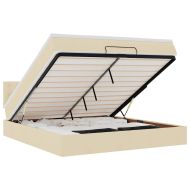 Османска легло с матрак и LED, кремаво, 160x200 см, плат