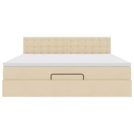 Османска легло с матрак и LED, кремаво, 160x200 см, плат