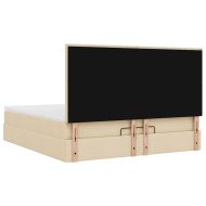 Османска легло с матрак, кремаво, 160x200 см, плат