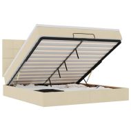 Османска легло с матрак, кремаво, 160x200 см, плат