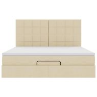 Османска легло с матрак, кремаво, 160x200 см, плат