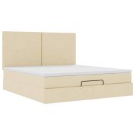 Османска легло с матрак и LED, кремаво, 160x200 см, плат