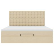 Османска легло с матрак и LED, кремаво, 160x200 см, плат