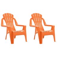 Градински столове 2бр за деца оранжеви 37x34x44см PP дървен вид