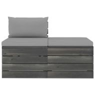 Градински мебели от палети 2 части с възглавници бор масив