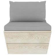 Градински лаундж комплект от палети 4 части с възглавници смърч