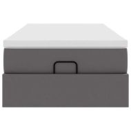 Османска легло с матрак, сиво, 90x190 см, изкуствена кожа