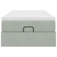 Османска легло с матрак, светлосиво, 90x190 см, кадифе