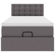 Османска легло с матрак, сиво, 90x190 см, изкуствена кожа