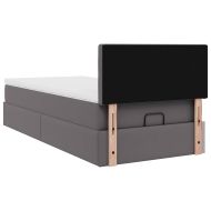 Османска легло с матрак, сиво, 90x190 см, изкуствена кожа