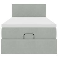 Османска легло с матрак, светлосиво, 90x190 см, кадифе