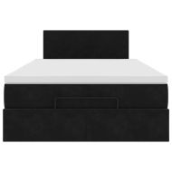 Османска легло с матрак, черно, 120x190 см, кадифе