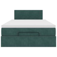 Османска легло с матрак, тъмнозелено, 120x190 см, кадифе