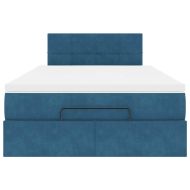 Османска легло с матрак, тъмносиньо, 120x190 см, кадифе