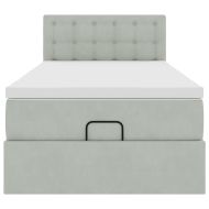 Османска легло с матрак, светлосиво, 90x190 см, кадифе