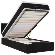 Османска легло с матрак и LED, черно, 90x190 см, плат