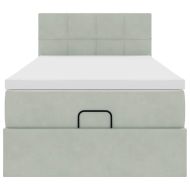 Османска легло с матрак и LED, светлосиво, 90x190 см, кадифе