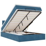 Османска легло с матрак и LED, тъмносиньо, 120x190 см, кадифе