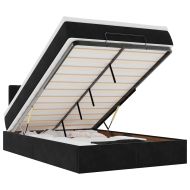 Османска легло с матрак и LED, черно, 120x190 см, кадифе