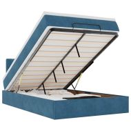 Османска легло с матрак и LED, тъмносиньо, 120x190 см, кадифе