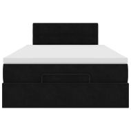 Османска легло с матрак и LED, черно, 120x190 см, кадифе