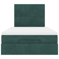 Османска легло с матраци, тъмнозелено, 120x190 см, кадифе
