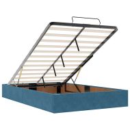 Османска легло с матраци, тъмносиньо, 120x190 см, кадифе