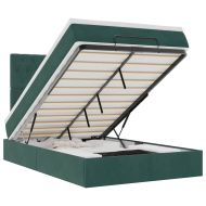 Османска легло с матраци, тъмнозелено, 120x190 см, кадифе