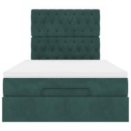 Османска легло с матраци, тъмнозелено, 120x190 см, кадифе