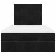 Османска легло с матраци, черно, 120x190 см, кадифе