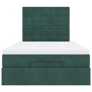 Османска легло с матраци, тъмнозелено, 120x190 см, кадифе