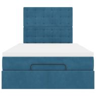 Османска легло с матраци, тъмносиньо, 120x190 см, кадифе