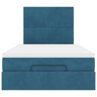 Османска легло с матраци и LED, тъмносиньо, 120x190 см, кадифе