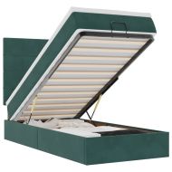 Османска легло с матраци и LED, тъмнозелено, 90x190 см, кадифе