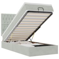 Османска легло с матраци и LED, светлосиво, 90x190 см, кадифе